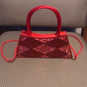 Small satin eve bag with sequins